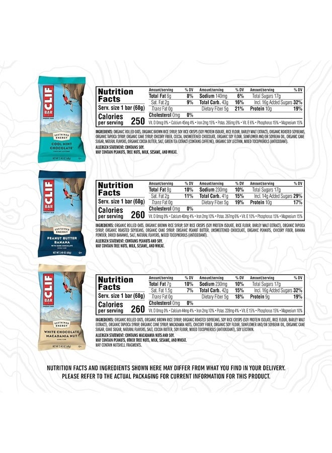 CLIF BAR - Energy Bars - Variety Pack - Made with Organic Oats - 9-11g Protein - Non-GMO - Plant Based - 2.4 oz. (16 Count)