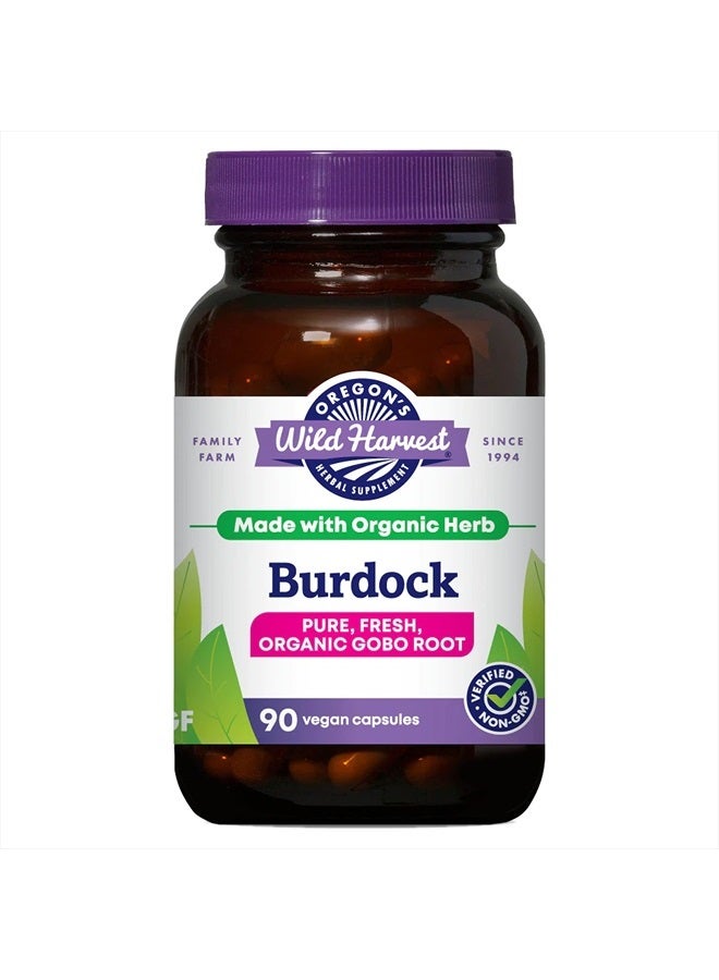 Burdock Organic Traditional Herbal Supplement Non GMO and Gluten Free | Vegan Capsules, 90 Count