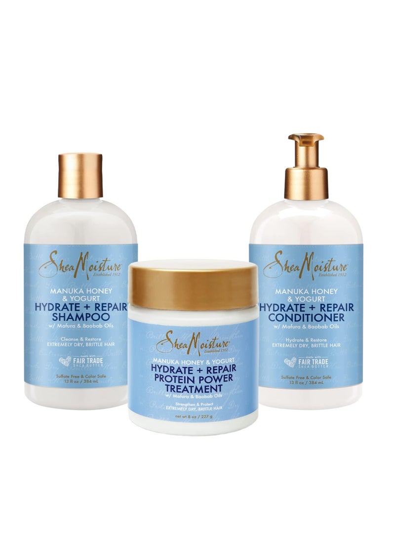 SHEA MOISTURE Hydrate & Repair conditioner For Damaged Hair Manuka Honey & Yogurt Shea Butter Shampoo  Conditioner and Hair Mask