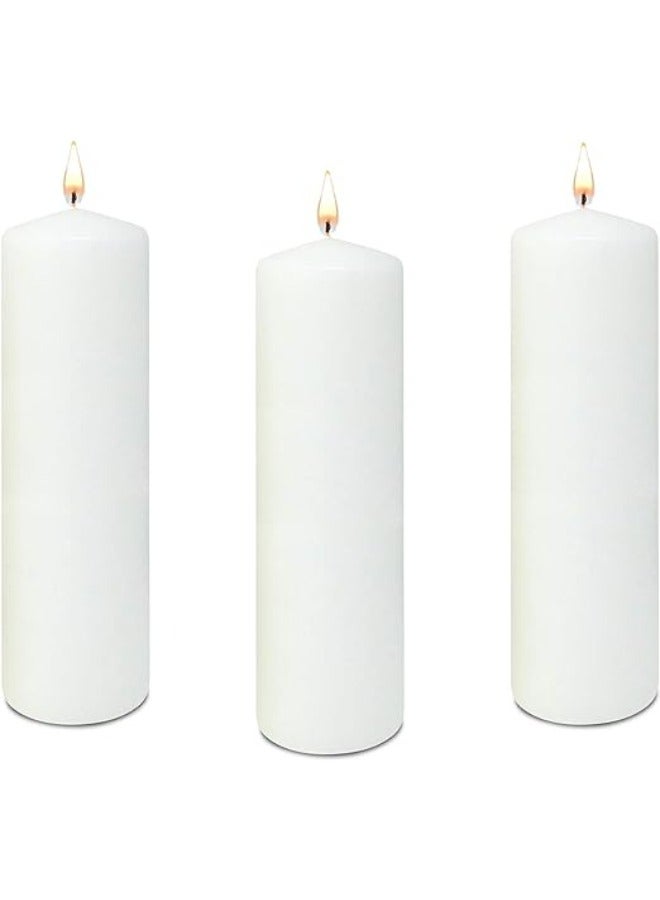 Unscented Pillar Candles for Weddings, Home Decoration, Restaurants, Spa | jumbo Size Pillar Candle | Premium Wax Long Burning Dinner Candles (3, XXL)