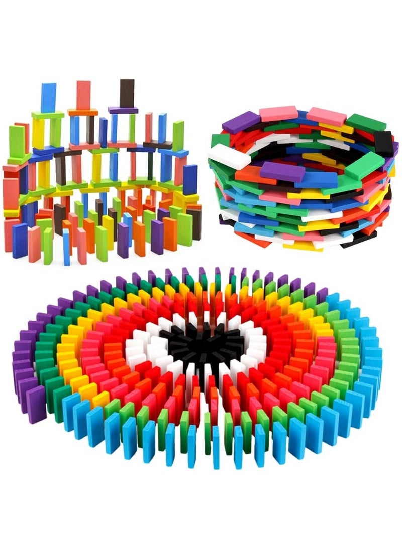 Super Domino Blocks Set, 360 PCS Colorful Wooden Domino Blocks Racing Toy Game Racing Educational Toys for Birthday Party