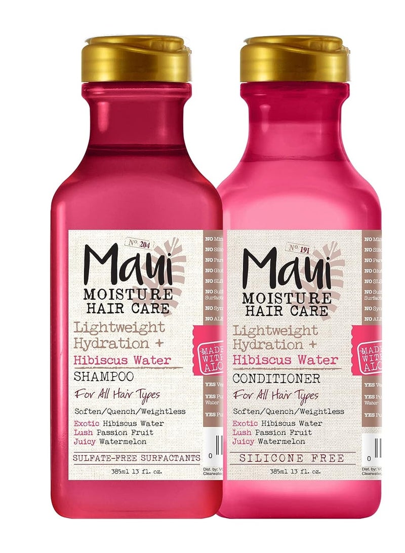 Maui Moisture Lightweight Hydration + Hibiscus Shampoo + Conditioner for Daily Moisture, No Sulfates, 13 Fl Oz