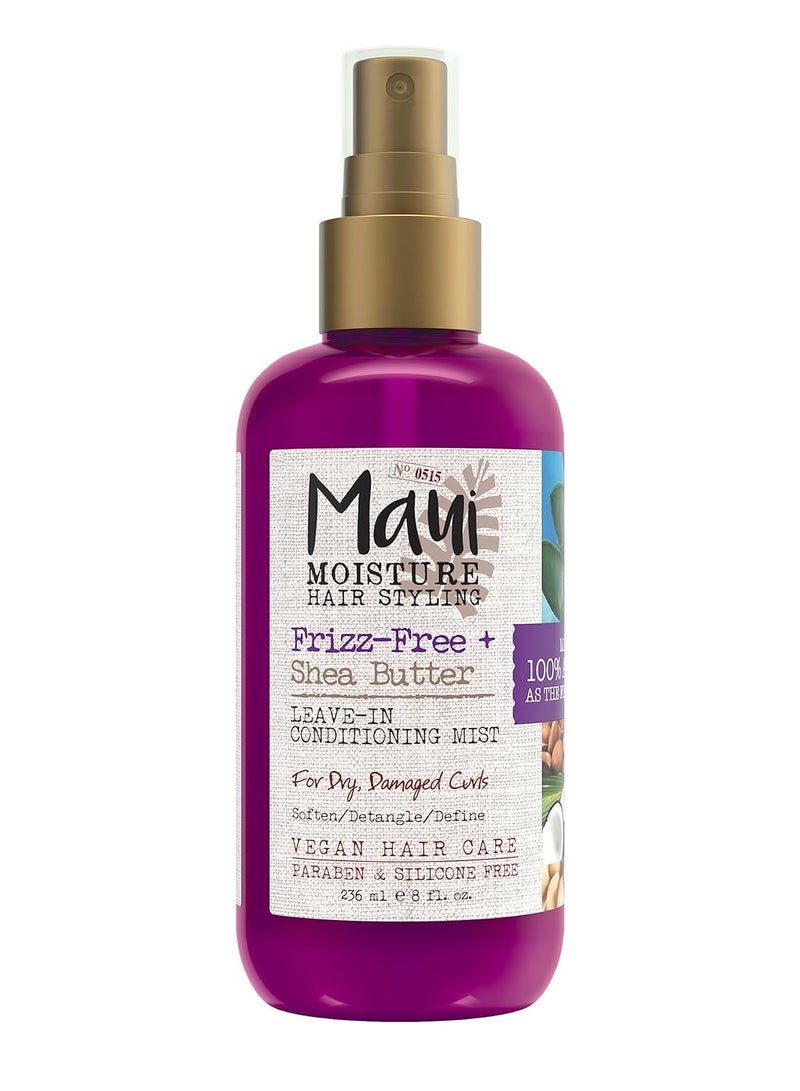 Maui Moisture Frizz-Free + Shea Butter Leave-in Conditioning Mist, Curly Hair Styling, No Drying Alcohols, Parabens or Silicone, 8 Fl Oz