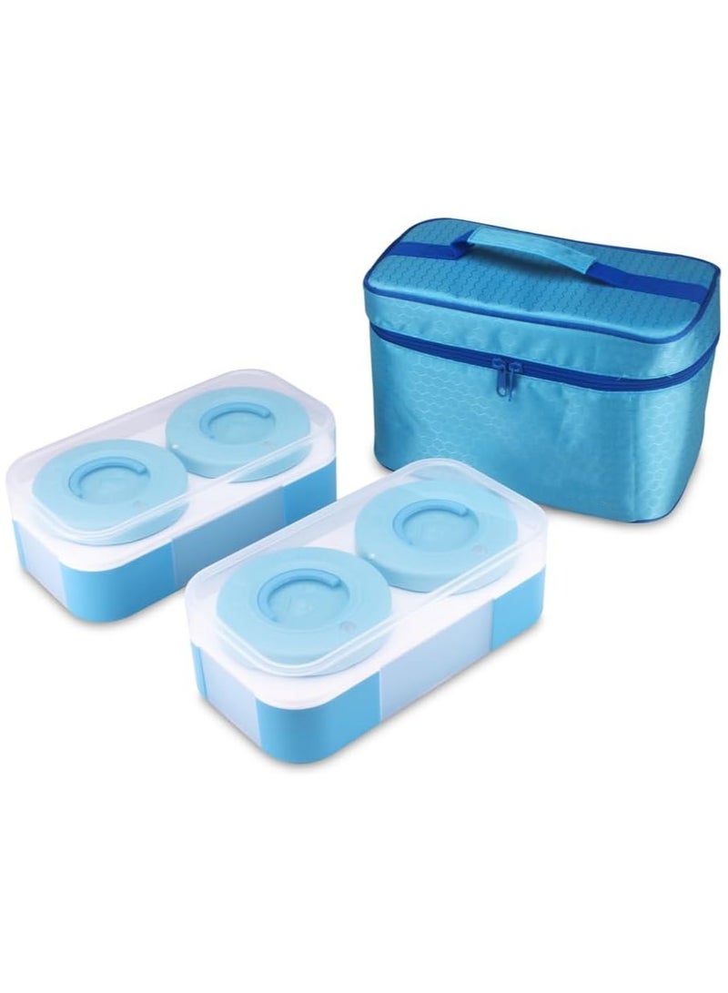 Stainless Steel Lunch Box for Kids Adults,Insulated Bento Lunch Box with Tableware & Bag,1600ML 2 Compartment Divided Lunch Containers with Lids,Leakproof | BPA Free | Dishwasher Safe（1600ML,Blue）