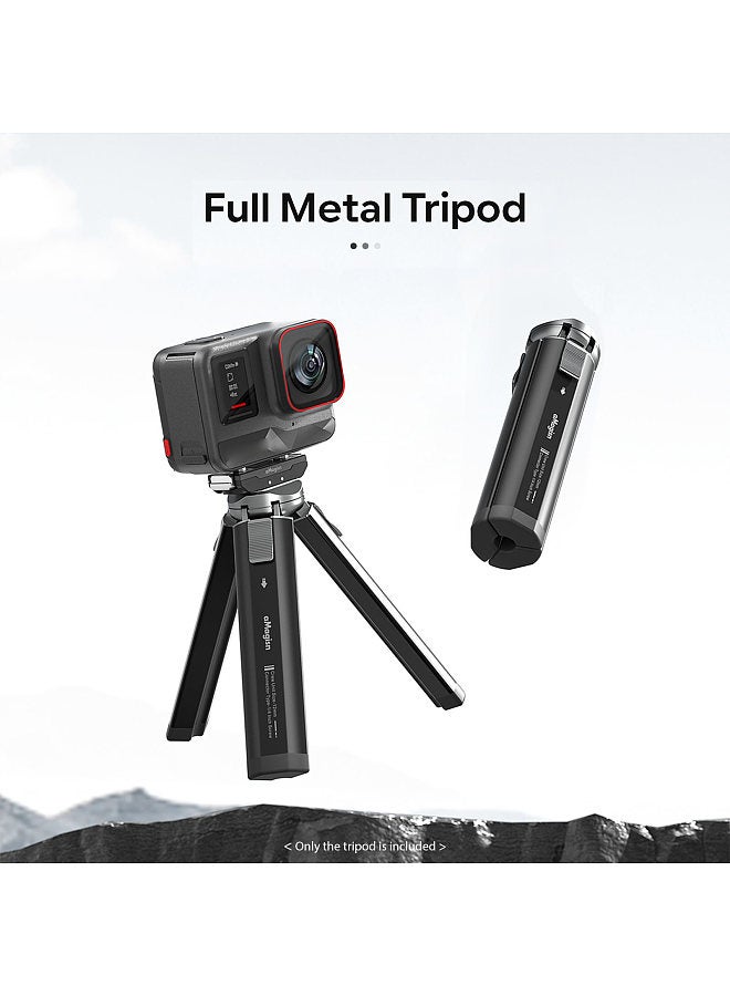 AM11 Desktop Tripod Mini Travel Tripod Stand Metal Phone Tripod with 1/4 Inch Screw 2-Level Adjustable Height for Gimbal Stabilizer Selfie Stick DSLR Camera