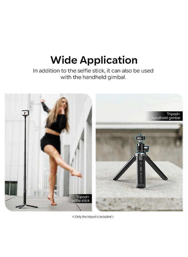 AM11 Desktop Tripod Mini Travel Tripod Stand Metal Phone Tripod with 1/4 Inch Screw 2-Level Adjustable Height for Gimbal Stabilizer Selfie Stick DSLR Camera