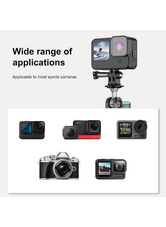 PU273B Suction Cup Phone Mount Suction Cup Mount Aluminum Alloy with 1/4in Screw Dual 360°Rotatable Ball Head with Sports Camera Adapter Phone Clip Magnetic Phone Holder & Metal Stickers