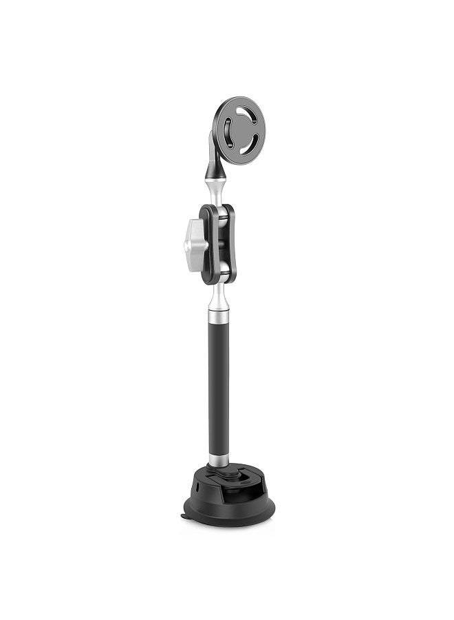 PU273B Suction Cup Phone Mount Suction Cup Mount Aluminum Alloy with 1/4in Screw Dual 360°Rotatable Ball Head with Sports Camera Adapter Phone Clip Magnetic Phone Holder & Metal Stickers