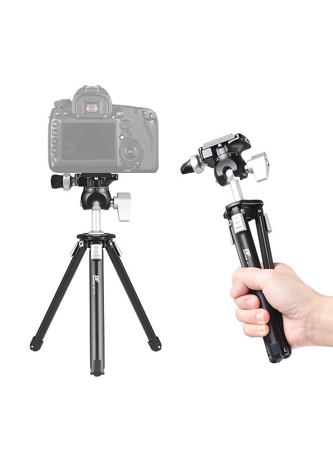 Desktop Tripod Stand with 360° Panoramic Inverted Ballhead Full Metal 5kg/11lbs Load Capacity 3-Level Adjustable Height for Vlog Video Recording Accessories