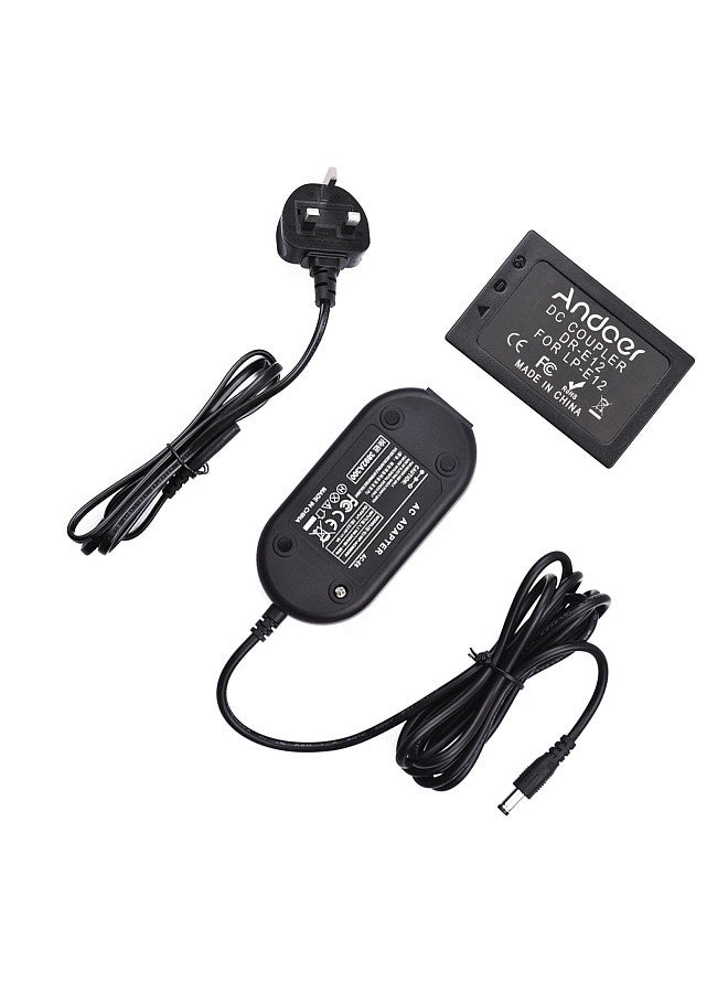 DR-E12 Dummy Battery AC Power Adapter Camera Power Supply with Power Plug Replacement for Canon EOS M100 M M2 M10 M50