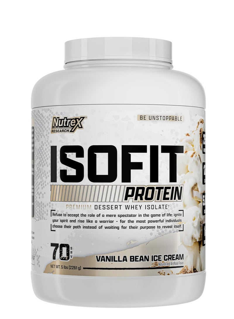 IsoFit  Whey Protein Powder Instantized 100% Whey Protein Isolate Vanilla Bean Ice Cream 70 Servings 5lbs (2261 gm)