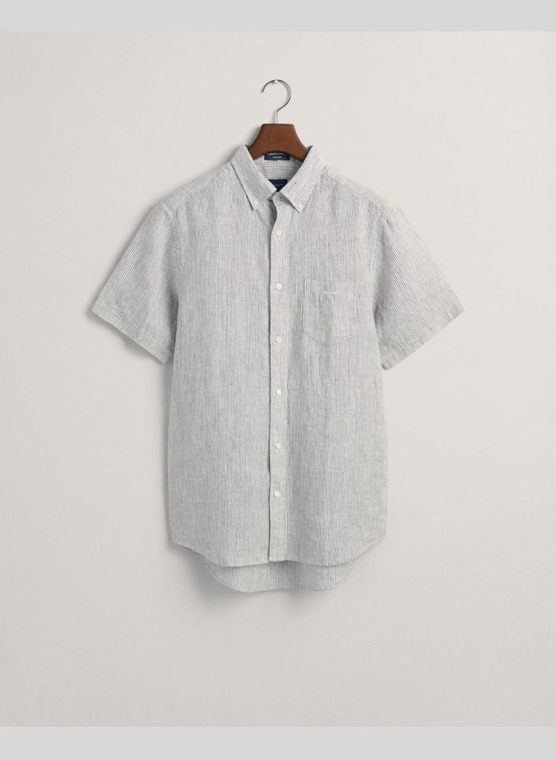 GANT Regular Fit Striped Linen Short Sleeve Shirt