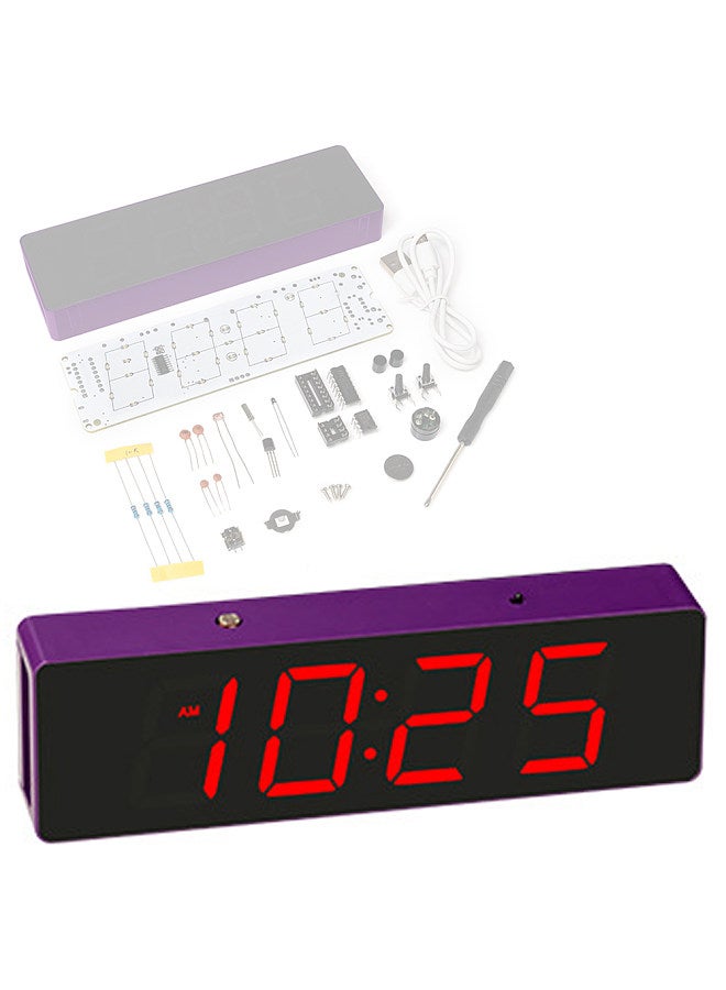 LED Electronic Clock Kit Four Light Control Modes Alarm Clock Time Error Correction Function Soldering Practice DIY Set Multi-Color Optional