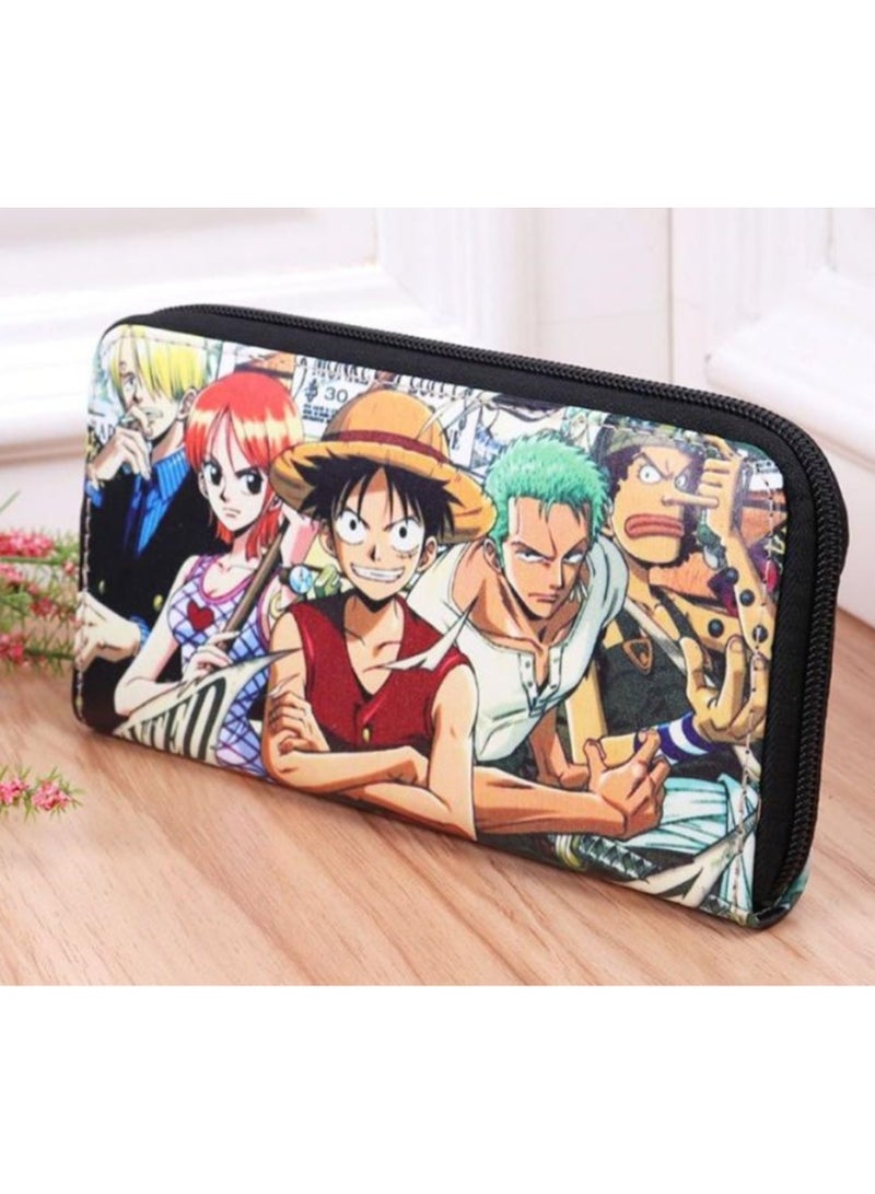 New ONE PIECE Personalized Multi Compartment Capacity Cartoon Long Zipper Wallet