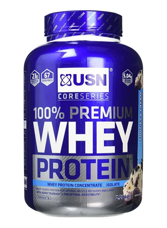 USN 100% Premium Whey Protein 2.28kg Cookies and Cream Flavor 67 Serving