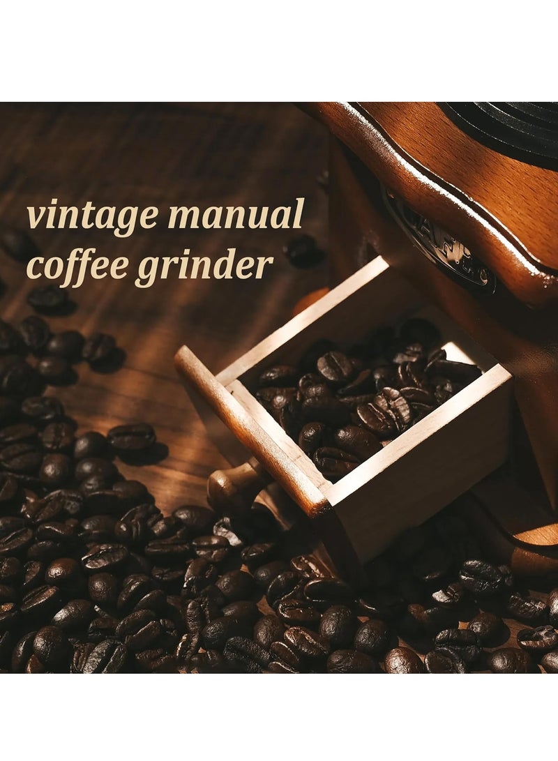 Manual Coffee Grinde, Vintage Style Wooden Hand Coffee Grinder/Antique Cast Ceramic Roller Classic French Press Coffee Mill/Hand Crank Coffee Grinders for Decoration & Gift