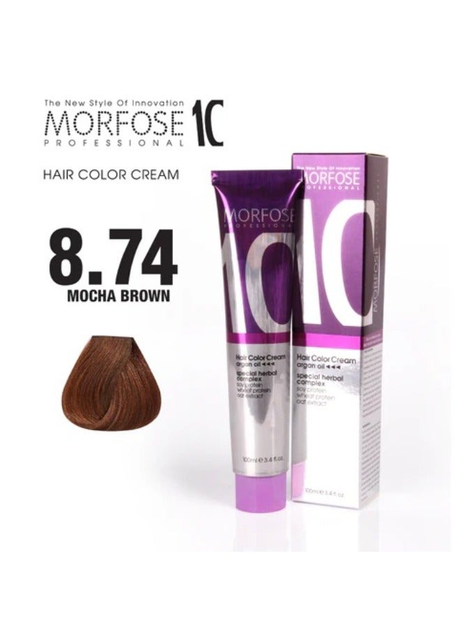 Morfose 10 Hair Color Cream with Argan Oil 8.74 Mocha Brown 100ml