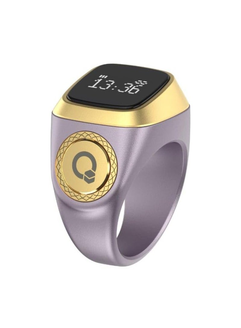 Smart Tasbih Zikr Ring Wide Display Powerful Battery Backup OLED Display Smart Ring App Operated Tasbih Counter Prayer Reminder Technology Plastic 20MM Ring Violet