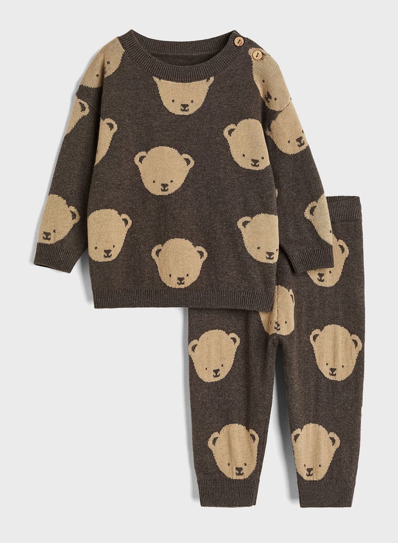 Infant Jacquard Knit Sweatshirt & Sweatpants Set