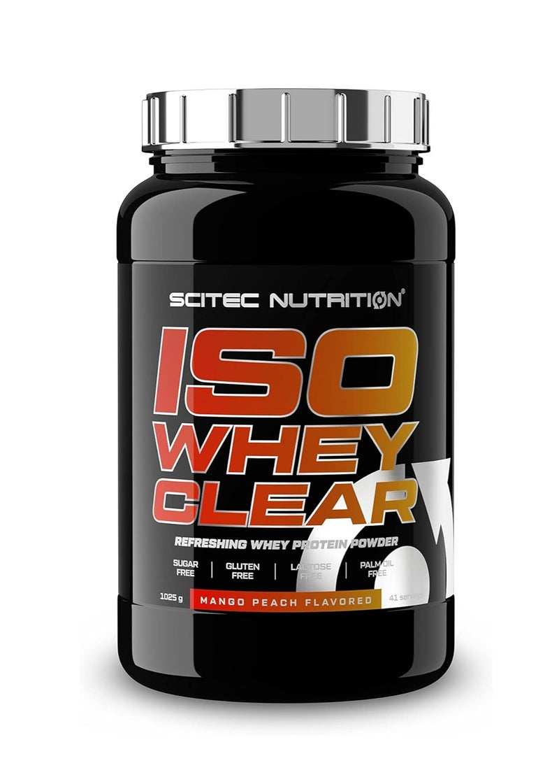 Scitec Nutrition Iso Whey Clear, Flavored Refreshing Protein Drink Powder with Whey Protein Isolate and Sweeteners, 1025 g, Mango-Peach
