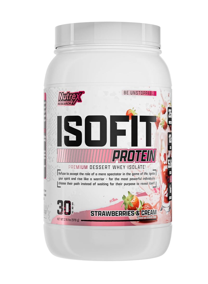 Isofit Whey Protein Isolate Strawberries &Cream Flavor  2 LBS 30 servings 978 g