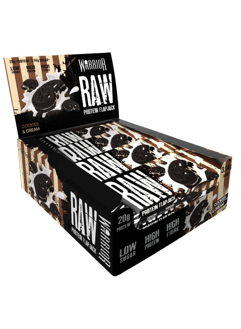 Warrior Raw FlapJack HIGH Protein Bars (21g Protein Each) Low Sugar Chewy Granola Bars 12 X 75 Cookies & Cream