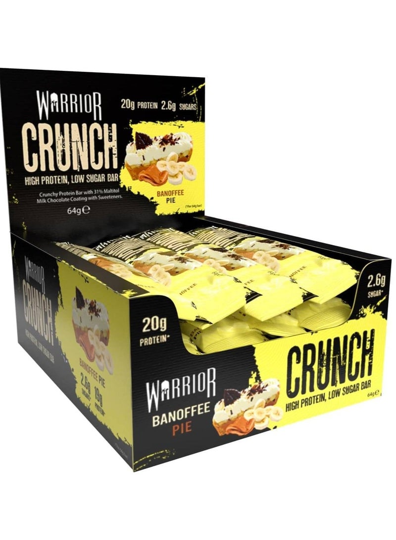 Warrior Crunch High Protein Low Carb Bar, 20g Per bar Banoffee Pie, Pack of 12