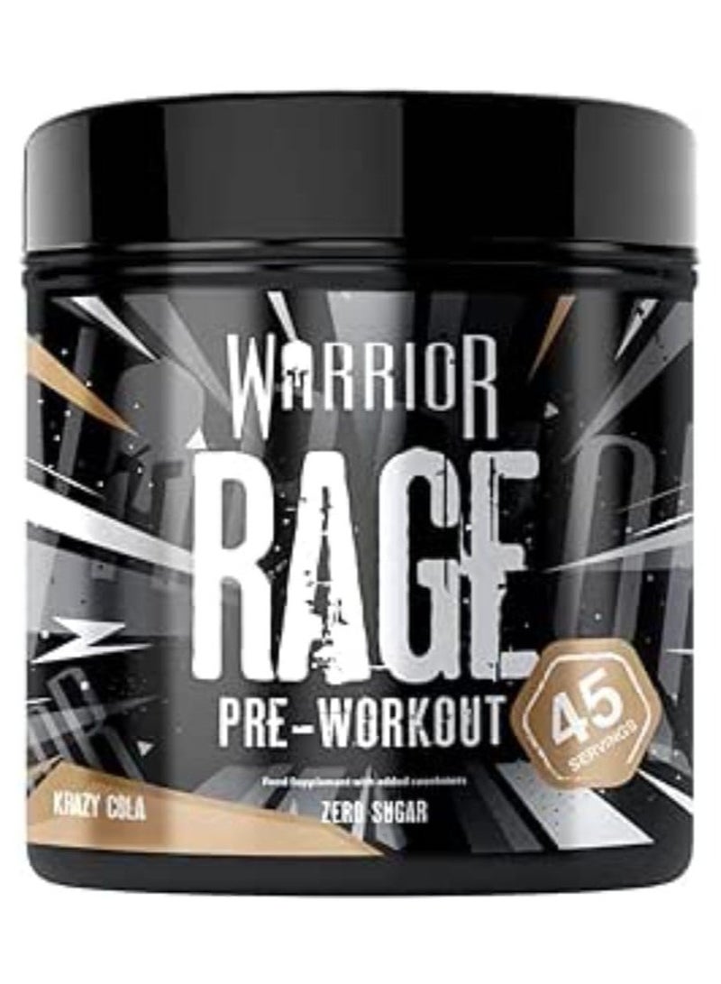 Warrior Rage Pre Workout Powder 392g - High Caffeine Energy & Focus - 45 Servings - Krazy Cola | Warrior Supplements
