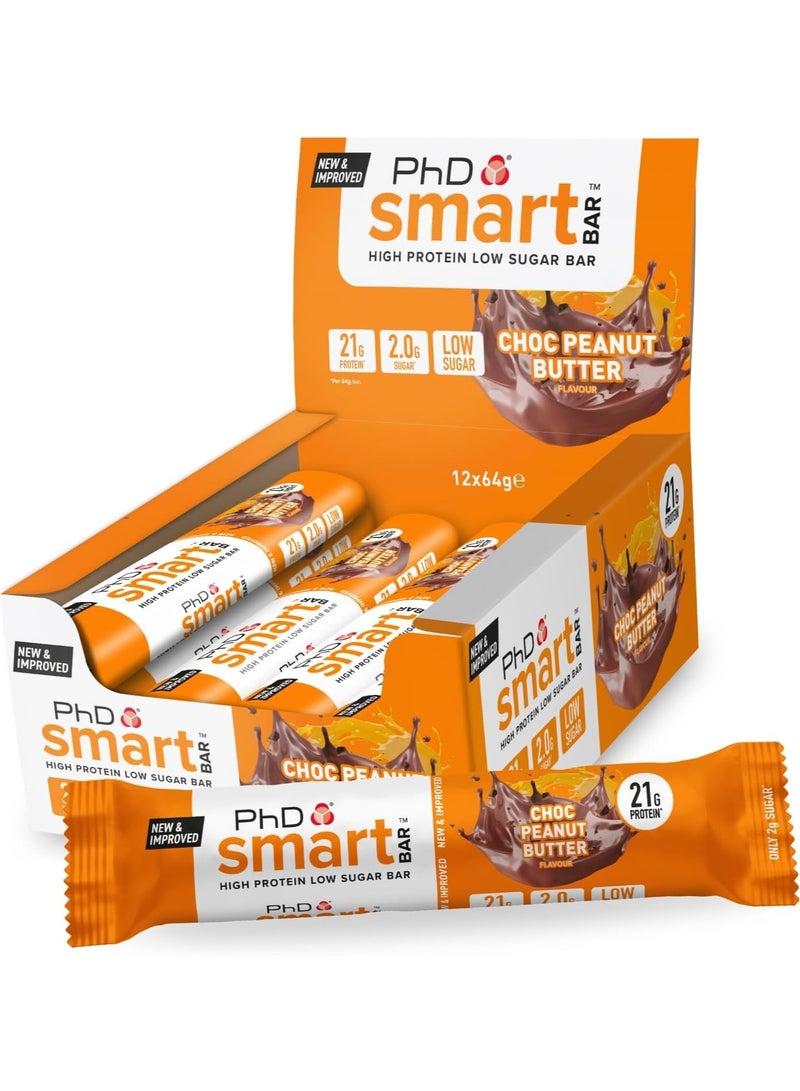 PhD Smart Bar Choc Peanut Butter Flavor 64g Pack of 12