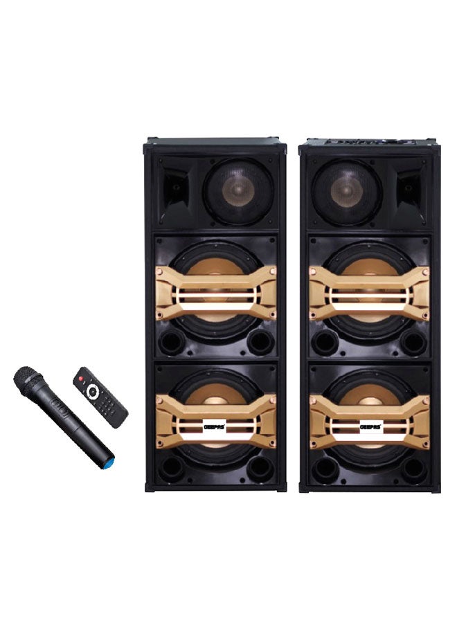 2-Channel Professional Speakers With USB - SD Card Slots And FM Radio - Bluetooth GMS8517 Black/Gold