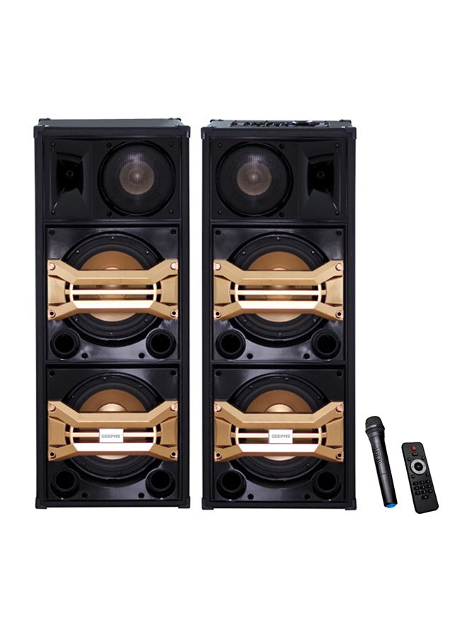 2-Channel Professional Speakers With USB - SD Card Slots And FM Radio - Bluetooth GMS8517 Black/Gold