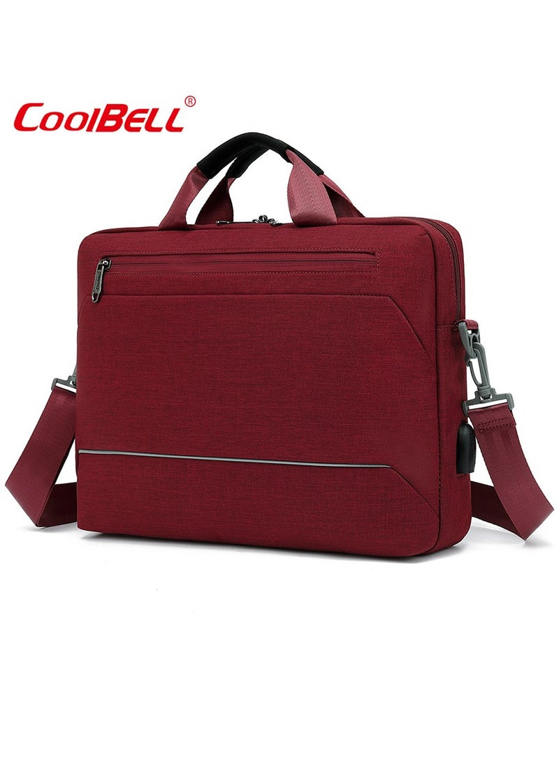 Large Capacity Laptop Bag Multi-Functional Briefcase Red