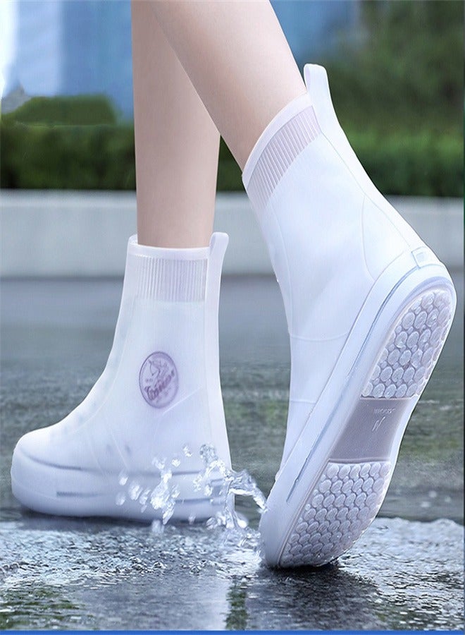 Children's Mid Tube Rain Boots White