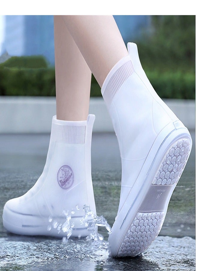 Children's Mid Tube Rain Boots White