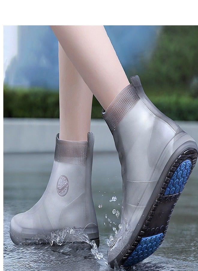 Children's Mid Tube Rain Boots Grey