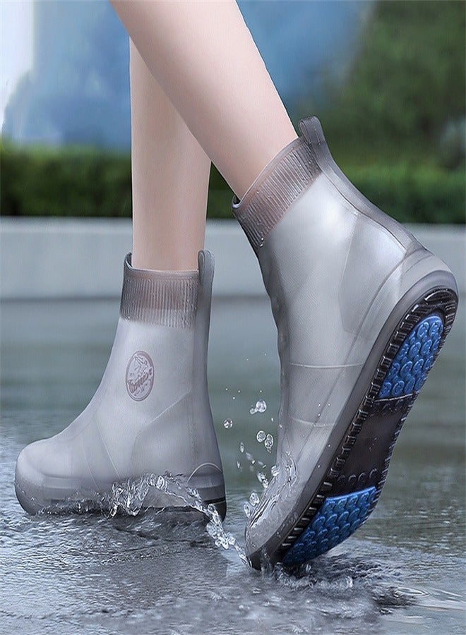 Children's Mid Tube Rain Boots Grey