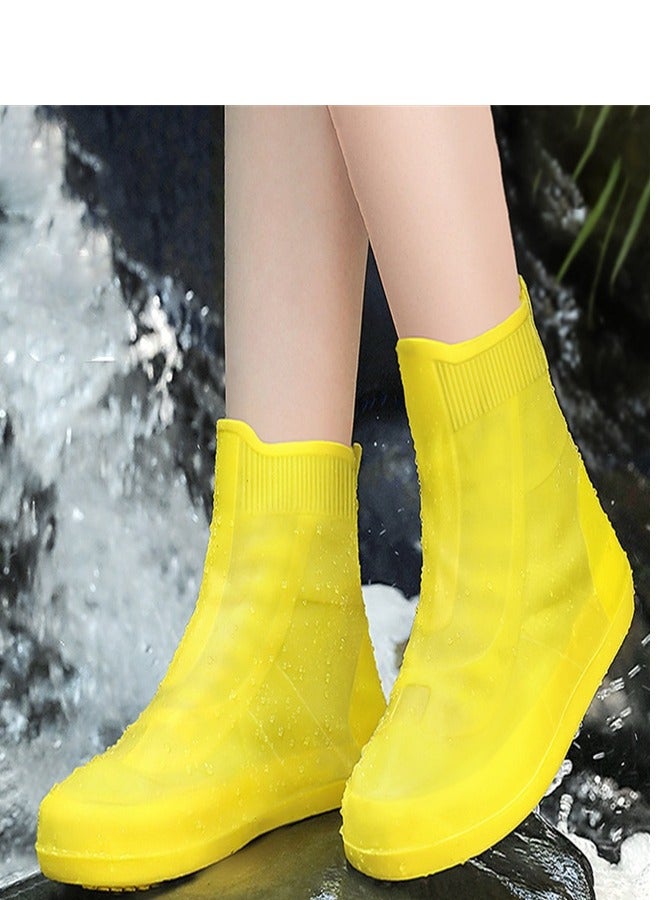 Children's Mid Tube Rain Boots Yellow
