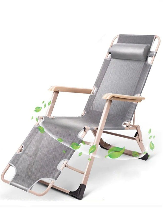 Chaise Lounge Outdoor Portable Folding Patio Recliner Chair adjustable Backrest with 4D Breathable Cotton Mat