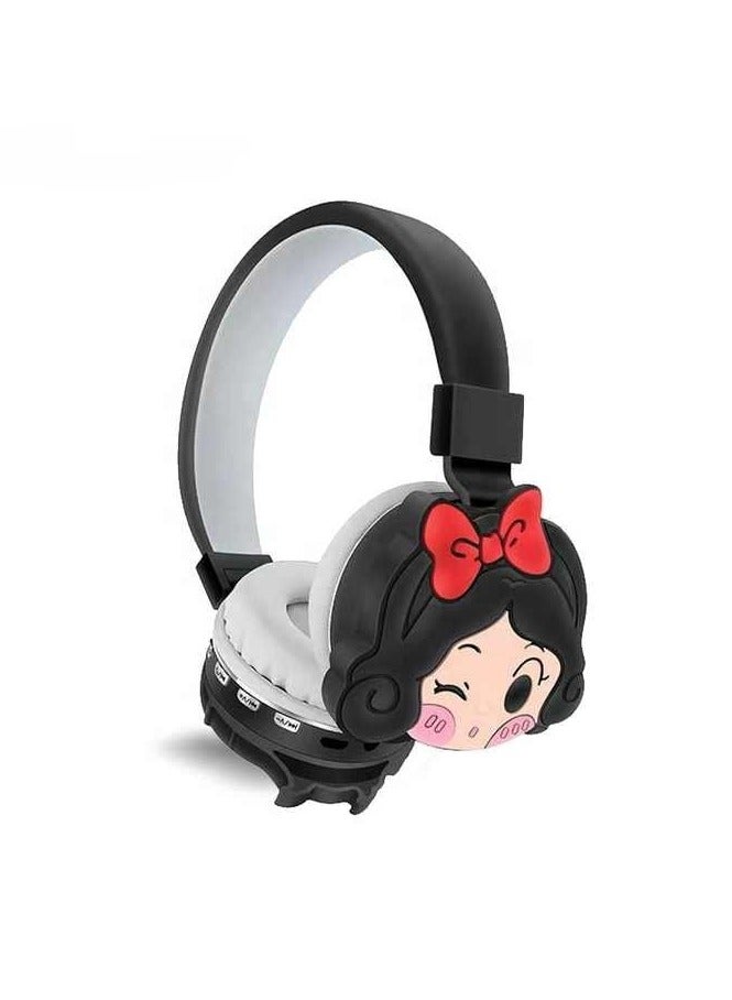 Cartoon Bluetooth Wireless Headphone, Disney Snow White Bluetooth Wireless Headphone for Teens and Kids, Snow White Cartoon Bluetooth Headphone with Memory Card Slot, Wire Plug In Mode and Bluetooth
