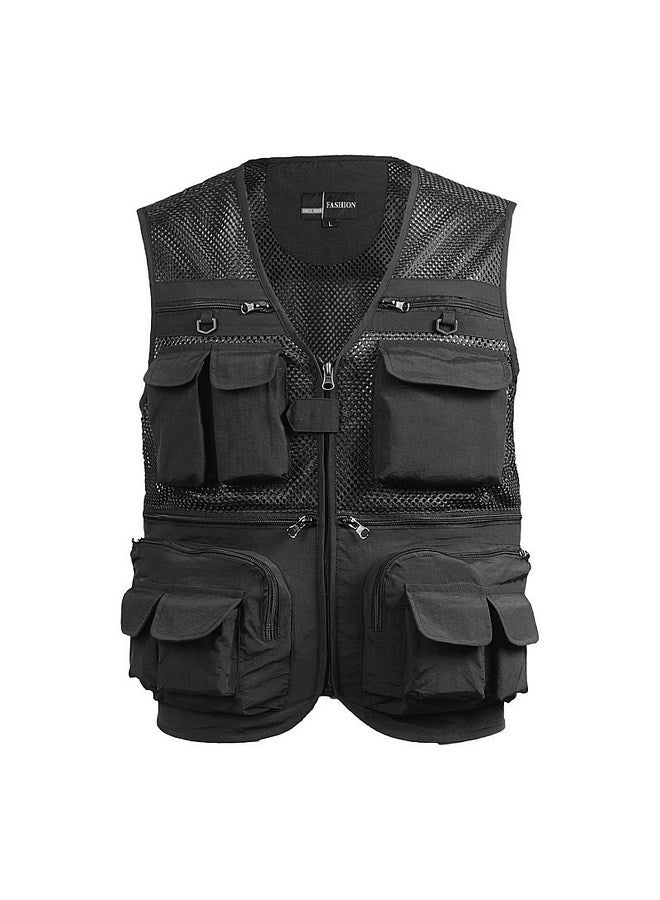 Fishing Vest Breathable Fishing Travel Mesh Vest with Zipper Pockets Summer Work Vest for Outdoor Activities