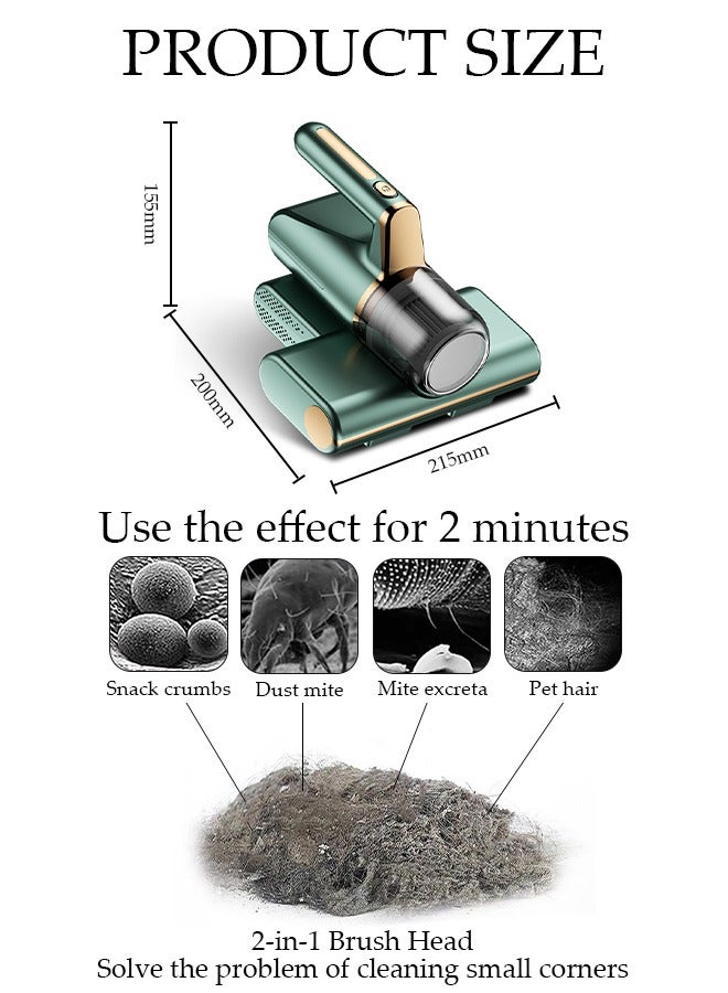 Mattress Vacuum Cleaner Handheld UV Bed Vacuum Mite Removal Instrument Wireless Mite Remover Cleaning Machine for Pillows Sheets Mattresses Sofas Plush Toys and Other Fabric Surfaces