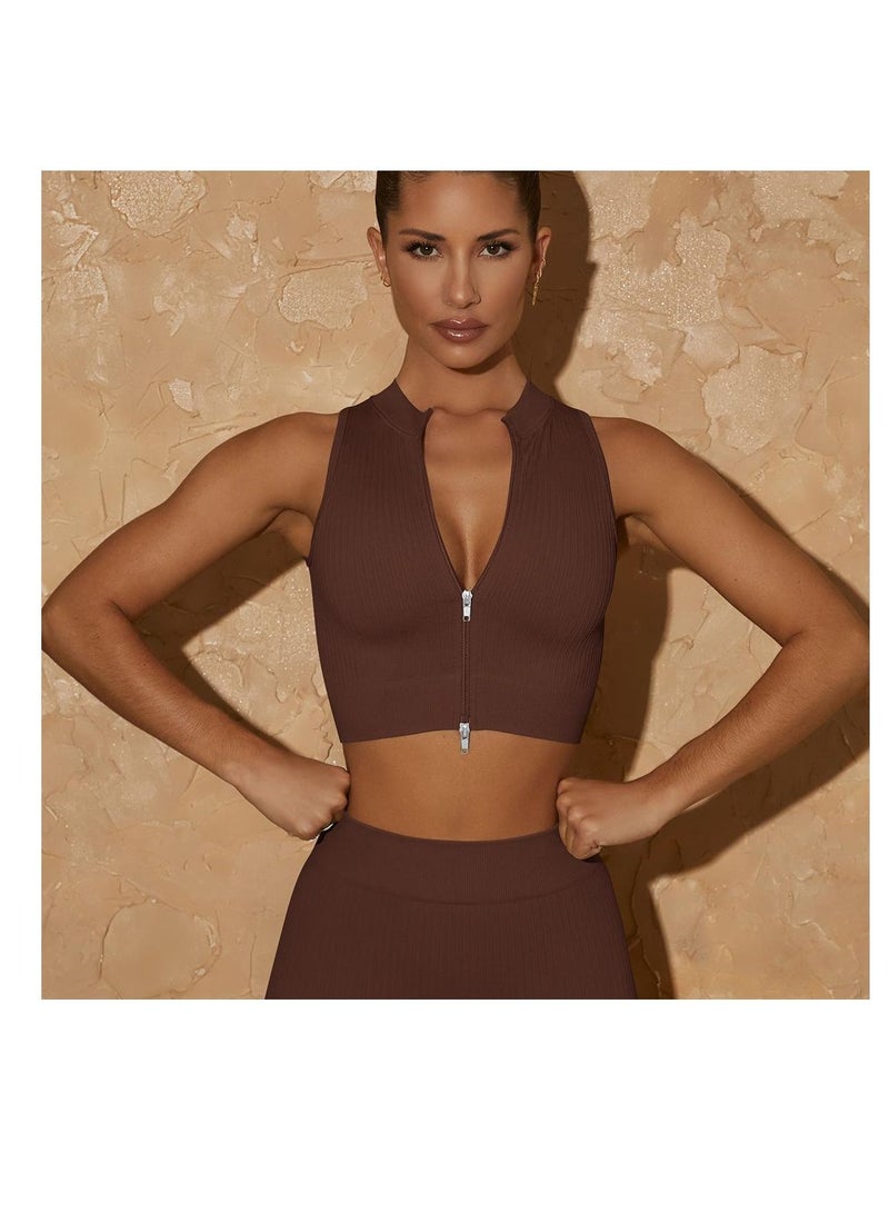 Tight Fitting Stretch Soft Vest Brown