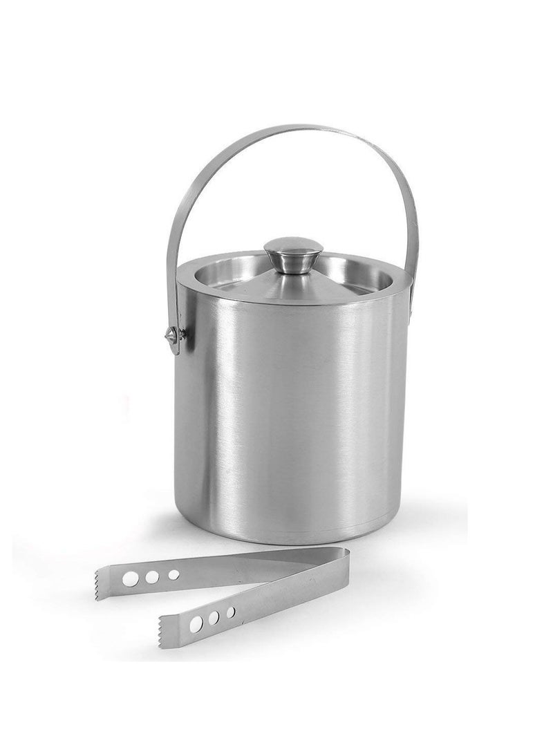 Ice Bucket Ice Cube Container Double Walled with Tongs and Lid for Chilling Champagne