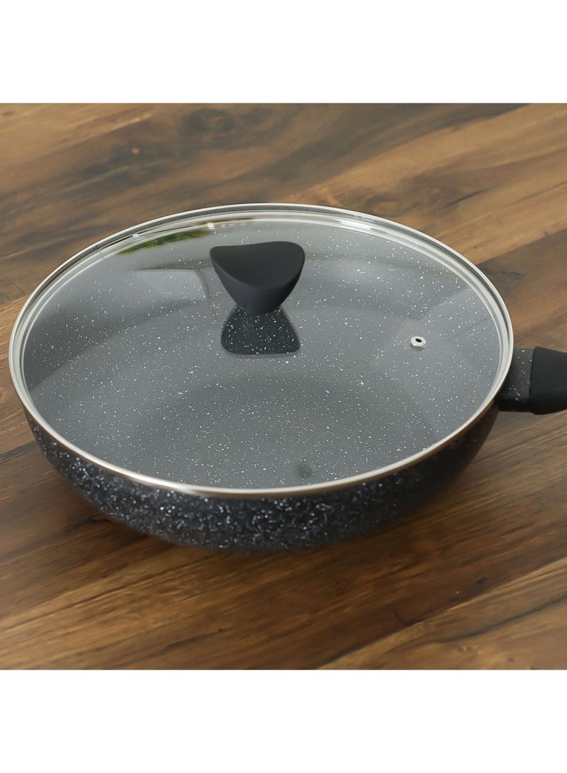 Danube Essential Wok with Lid - Black Marble