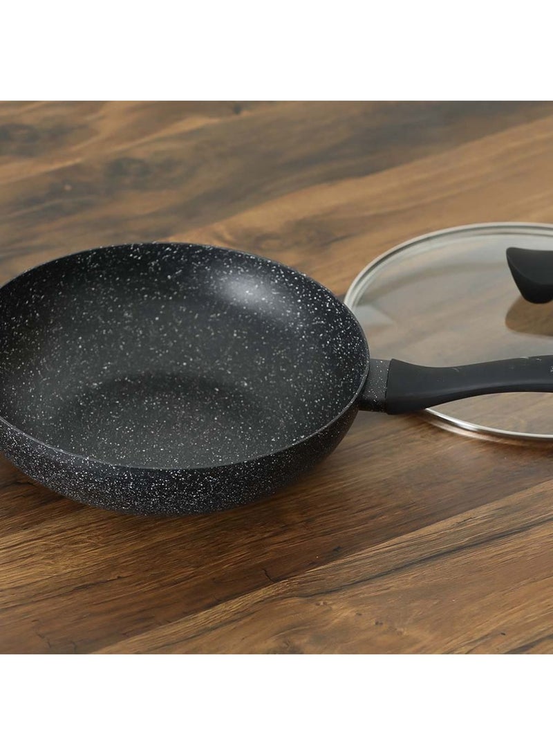 Danube Essential Wok with Lid - Black Marble