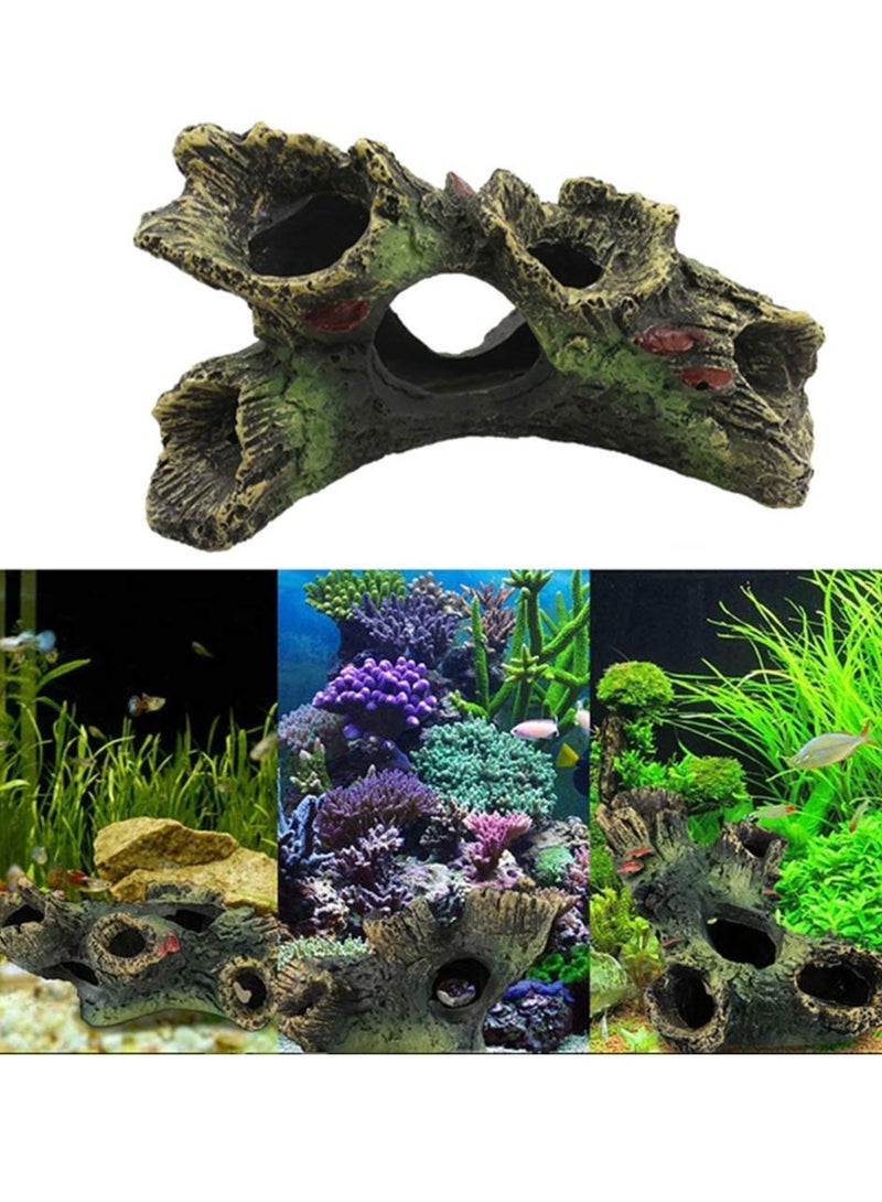 Decaying Trunk Aquarium Betta Fish Ornament, Fish Tank Wood Decoration Resin Aquarium Log Cave Driftwood for Hideout Holes