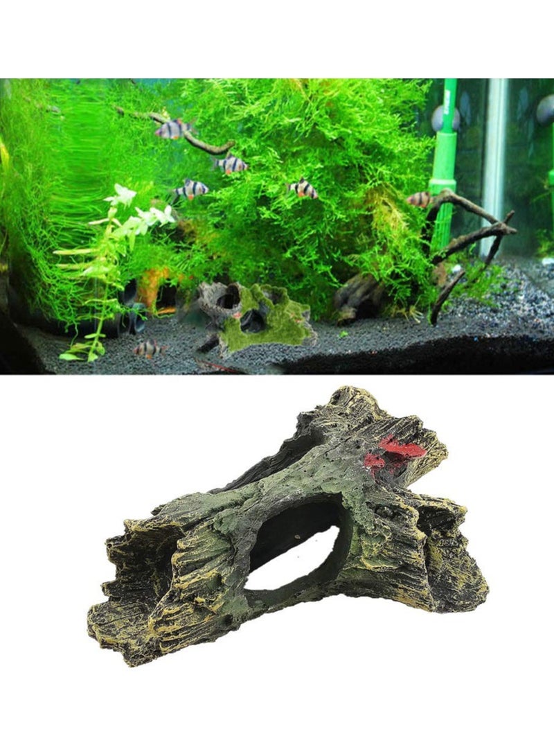 Decaying Trunk Aquarium Betta Fish Ornament, Fish Tank Wood Decoration Resin Aquarium Log Cave Driftwood for Hideout Holes