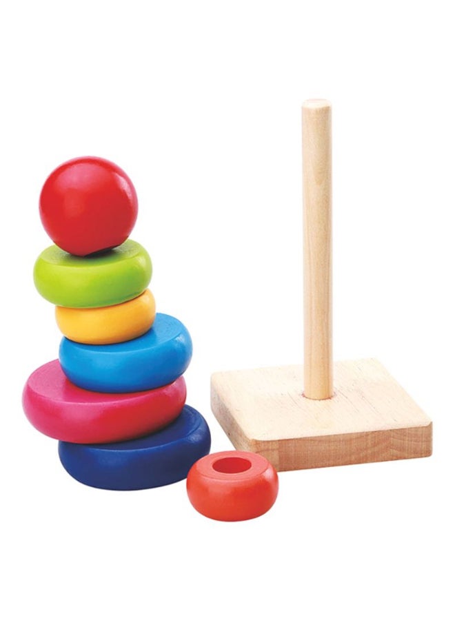 7-Piece Rainbow Stacking Block Set With Wooden Tower Toy 24 x 14cm