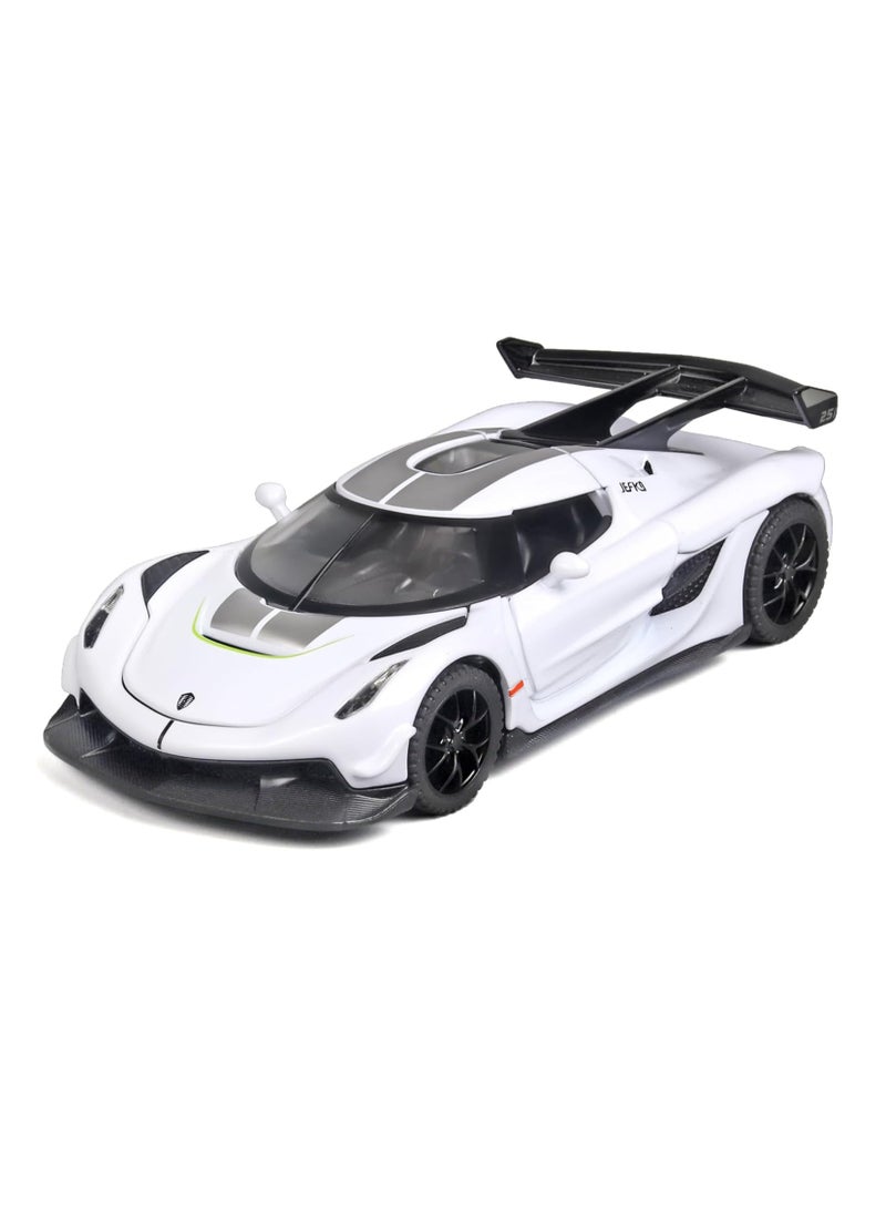 Toy Cars for Kids 1/32 Koenigsegg Jesko Die Cast Metal Toy Cars Collectible Koenigsegg Model Car Pull Back Koenigsegg Toy Car with Light and Music Cars Toys for Age 3+ Year Old Boys White