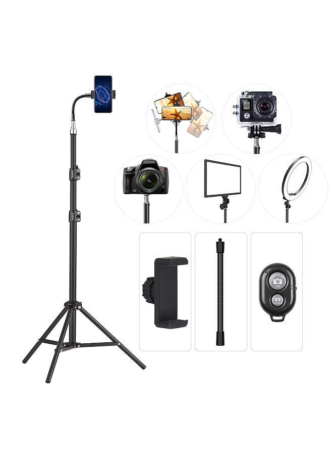 210cm/83in Portable Metal Light Stand Heavy Duty Adjustable Photography Tripod Stand 1/4 Inch Screw for Studio Reflector Softbox LED Video Light Ring Light